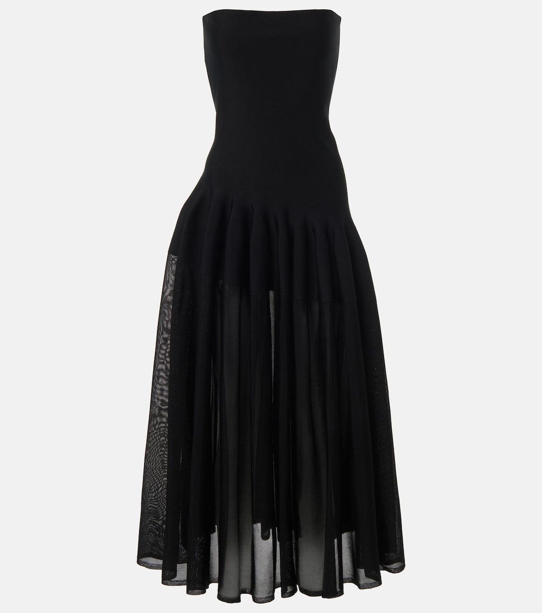 

Плиссированное платье без бретелек Alaïa, Noir Alaia