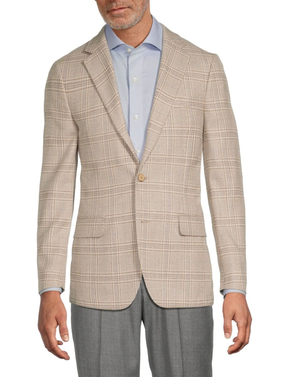 

Приталенный блейзер в клетку Original Penguin, цвет Tan Blue