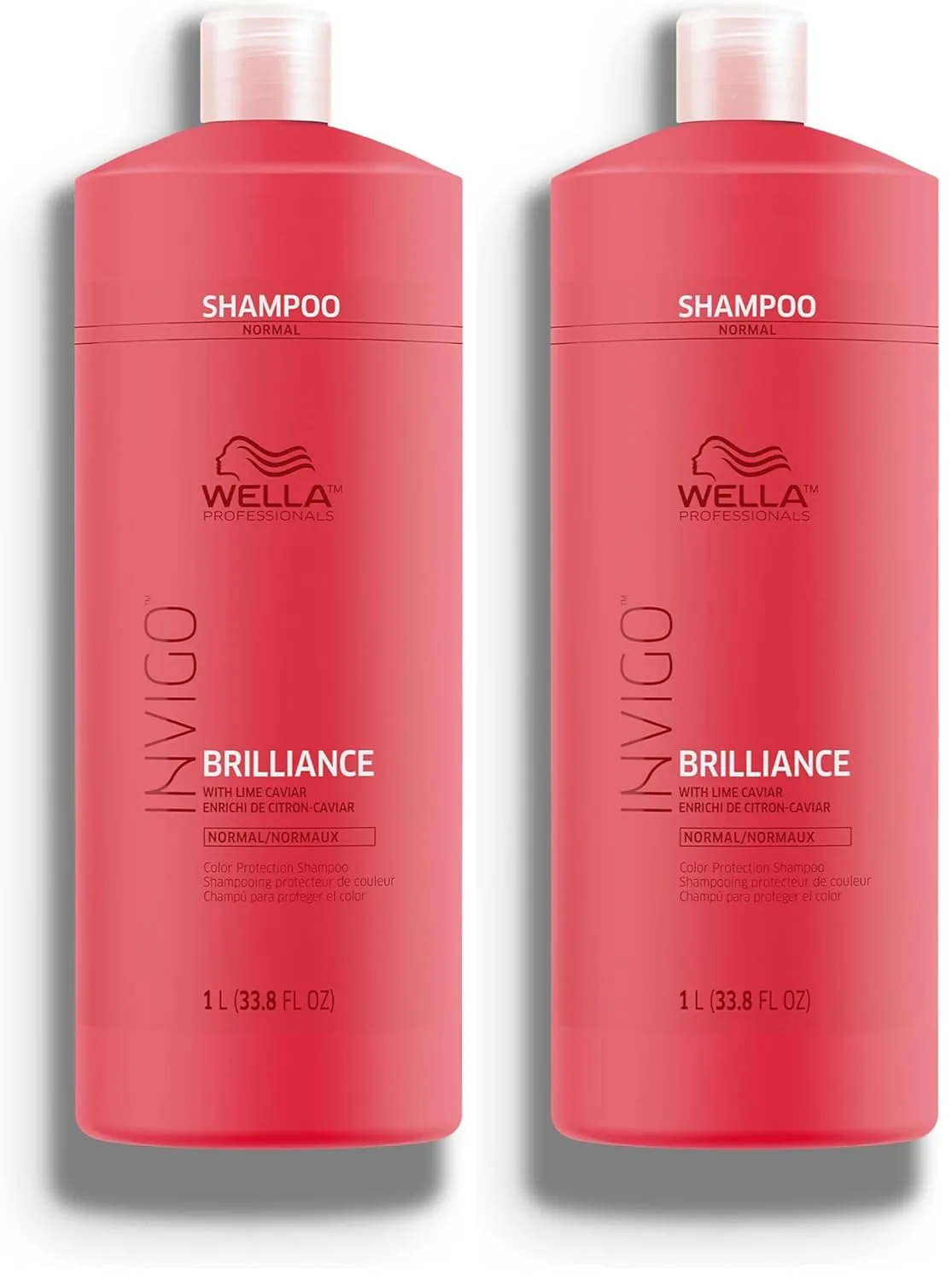 Шампунь Wella Professionals Invigo Brilliance | Для тонких/нормальных окрашенных волос | Интенсивная защита цвета и сохранение яркости | 33,8 жидких унций | 1 л (упаковка из 2 шт.) 1000 мл (2 шт.)
