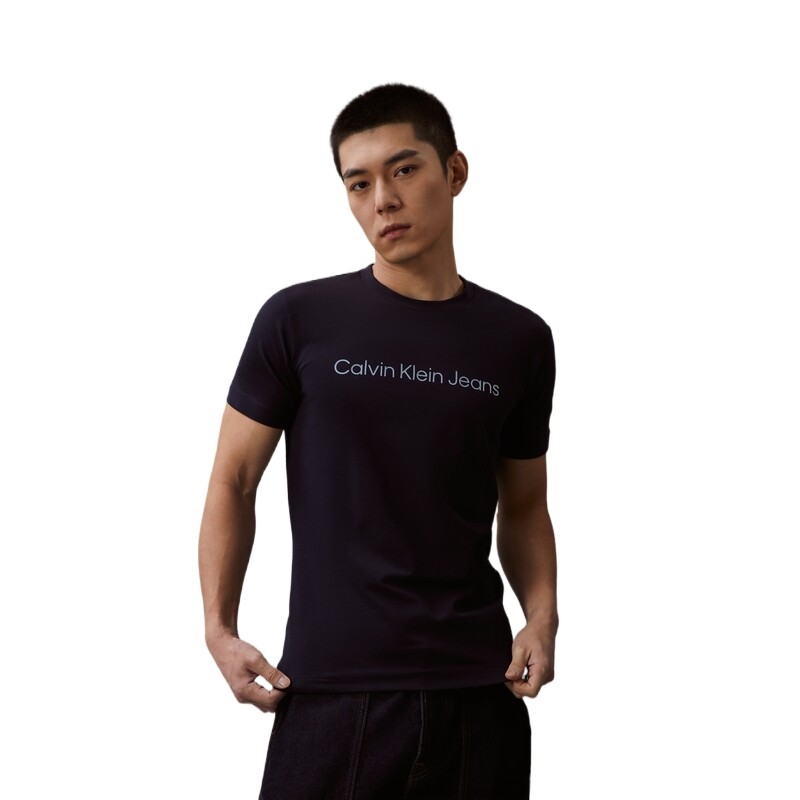 Футболка унисекс темно-синяя Calvin Klein, темно-синий — фото 3