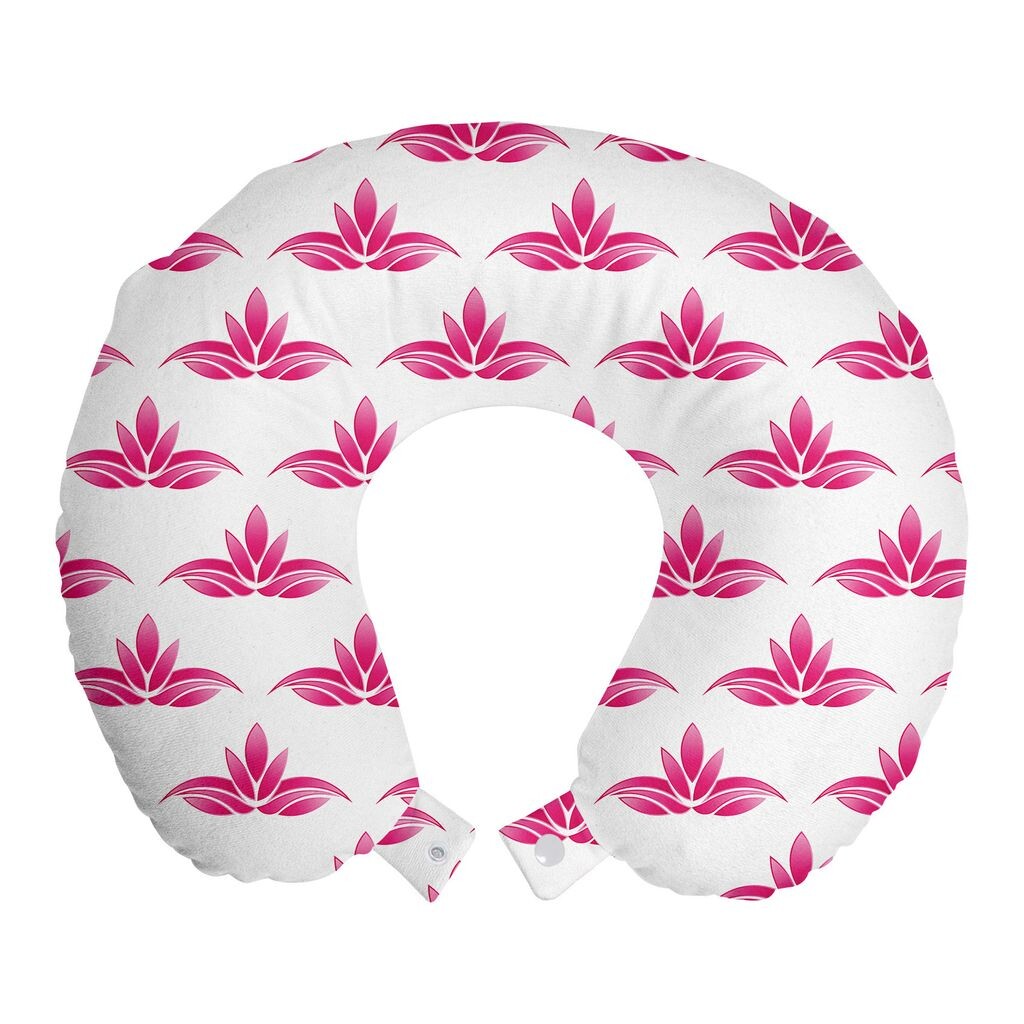 

ABAKUHAUS Flowers Travel Подушка для шеи, Силуэты цветов лотоса, Пенопластовые дорожные принадлежности для самолета и автомобиля, 30х30 см, Белый Розовый
