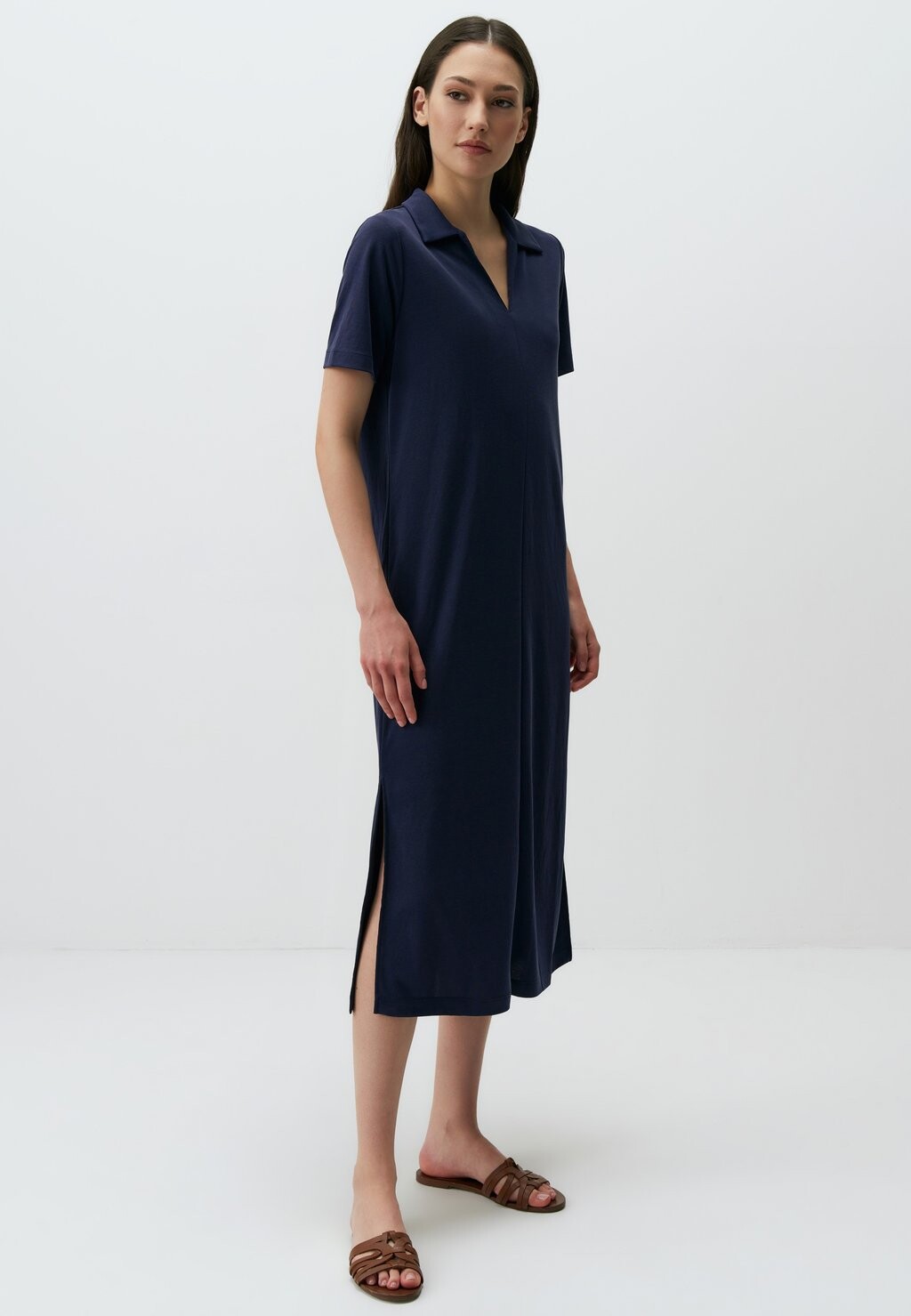 

Платье из джерси SHORT SLEEVE BASIC MIDI WITH SLITS Jimmy Key, темно-синий