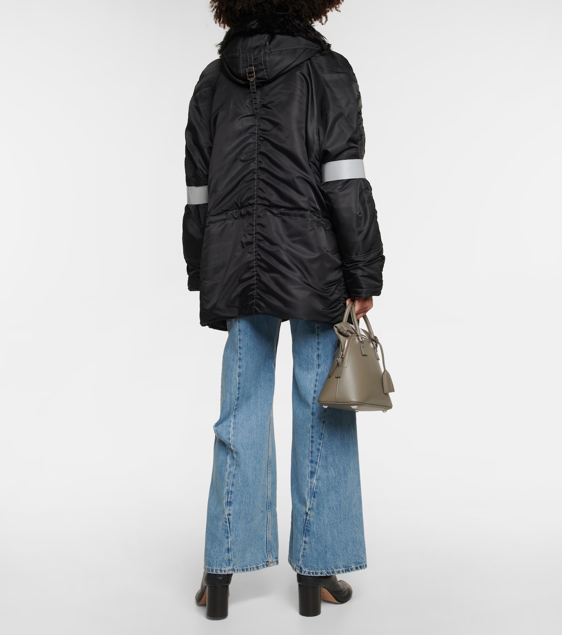 Куртка-пуховик из искусственного меха MM6 Maison Margiela, черный — фото 3