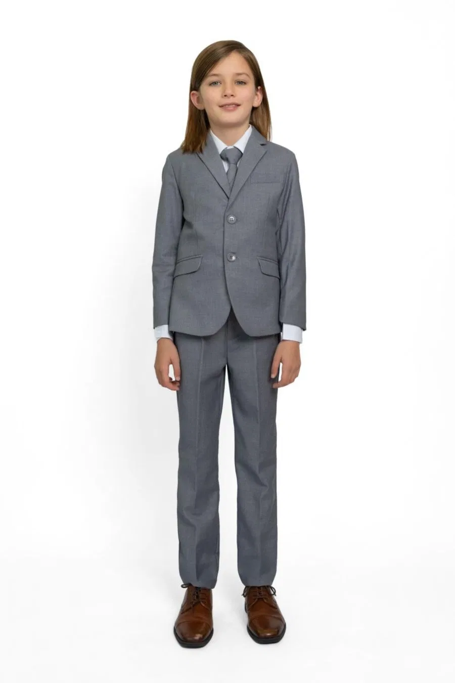 Костюм 007 Slim Fit для маленьких и больших мальчиков, состоящий из 5 предметов: рубашка, галстук, пиджак, жилет и брюки Peanut Butter Collection