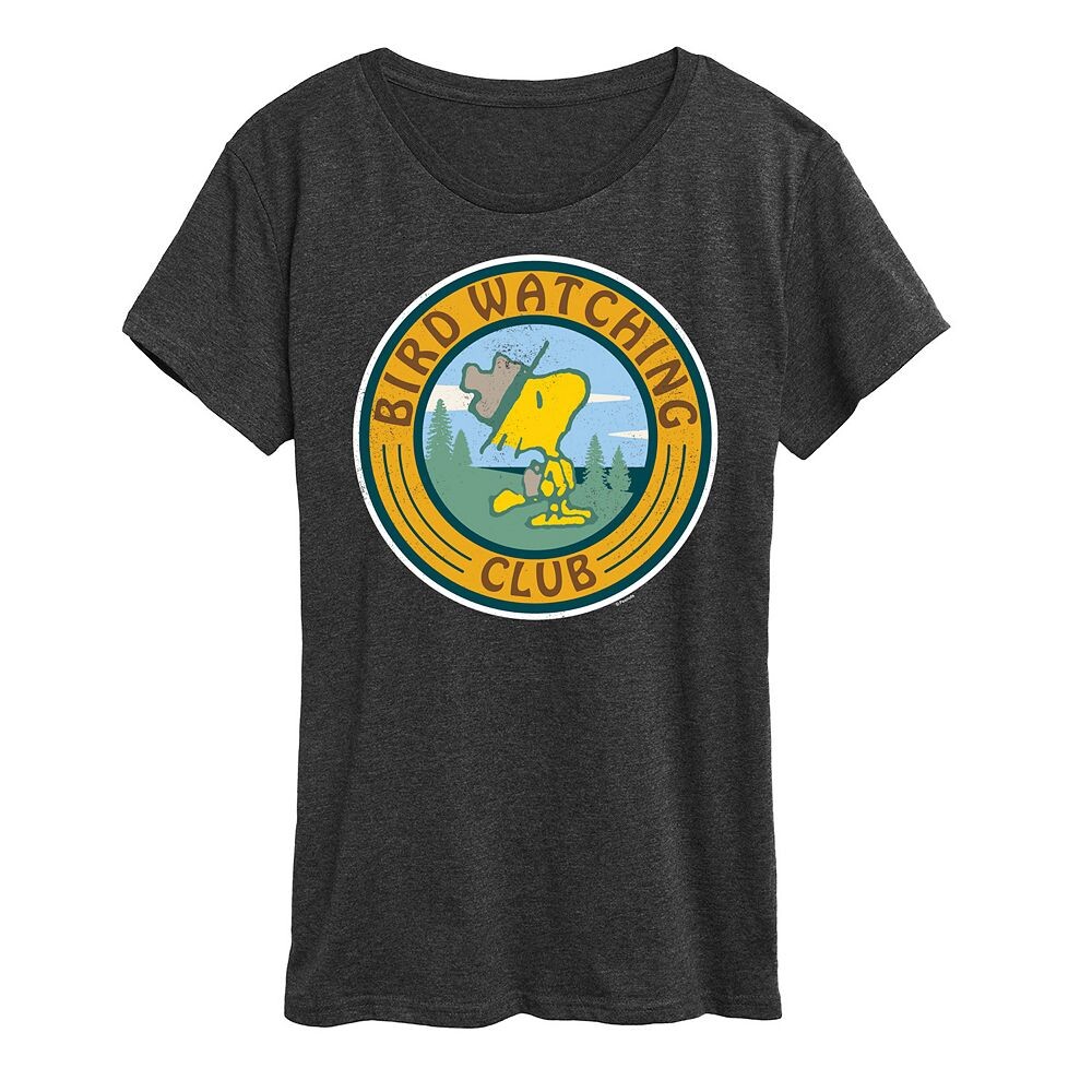 

Женская футболка с рисунком Peanuts Woodstock Bird Watching Licensed Character, цвет Heather Charcoal