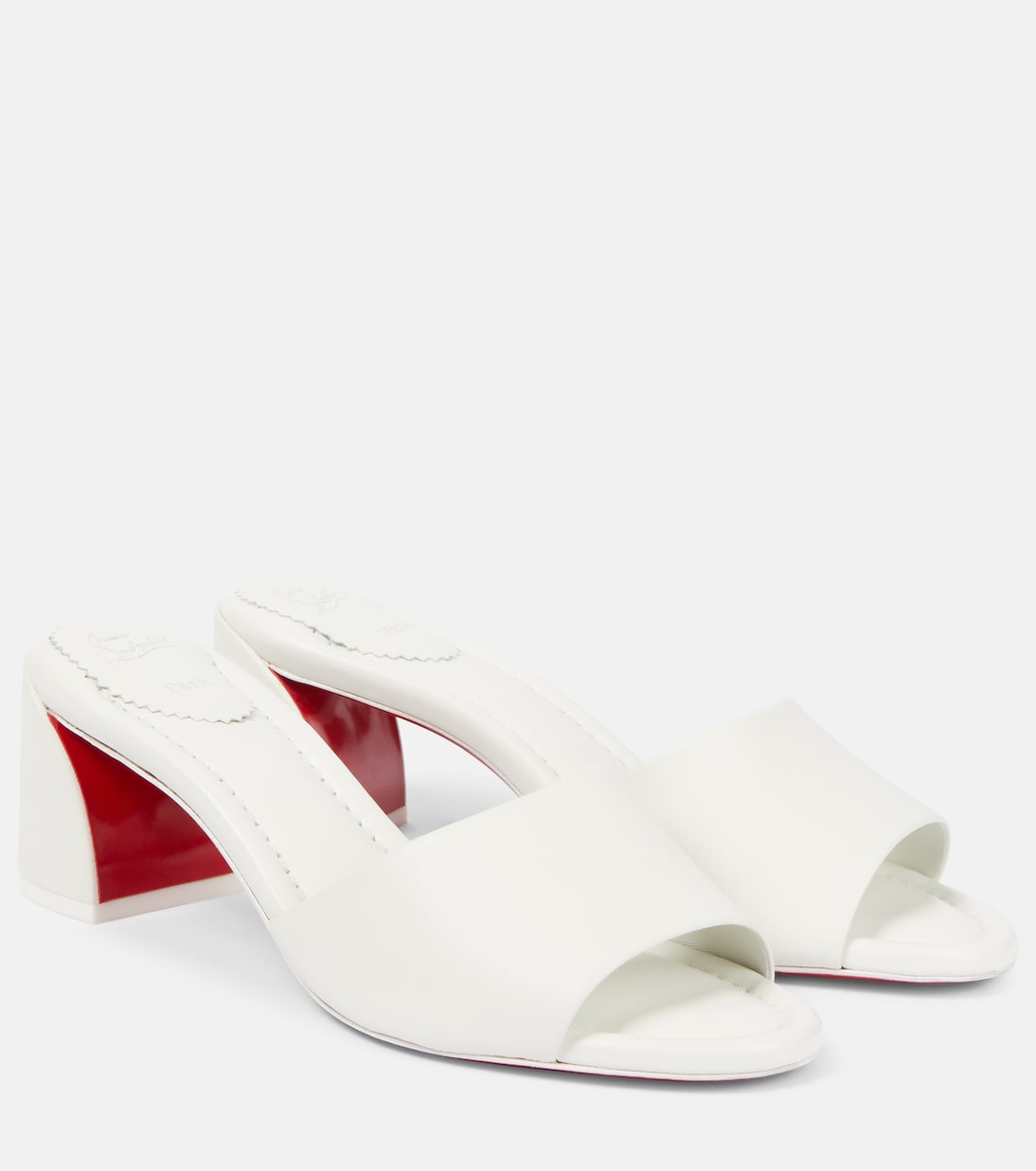 Кожаные мюли Jane 55 Christian Louboutin, Bianco /Lin Bianco