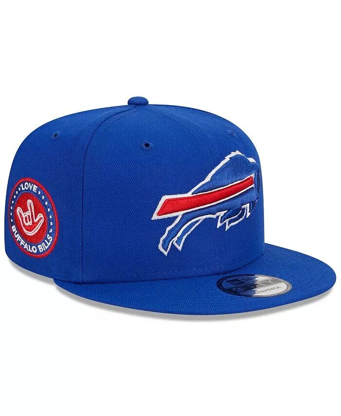 

Мужская и женская кепка Royal Buffalo Bills The NFL ASL от Love Sign с боковой нашивкой 9FIFTY Snapback Hat New Era, синий