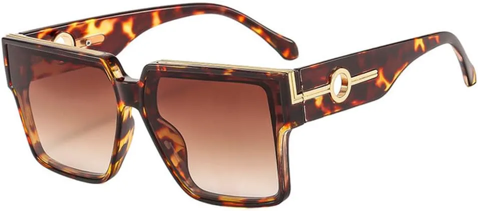 

Женские солнцезащитные очки в винтажном стиле с крупной оправой, мужские модные солнцезащитные очки класса люкс с защитой от УФ-излучения UV400 TVTBBVV, Leopard