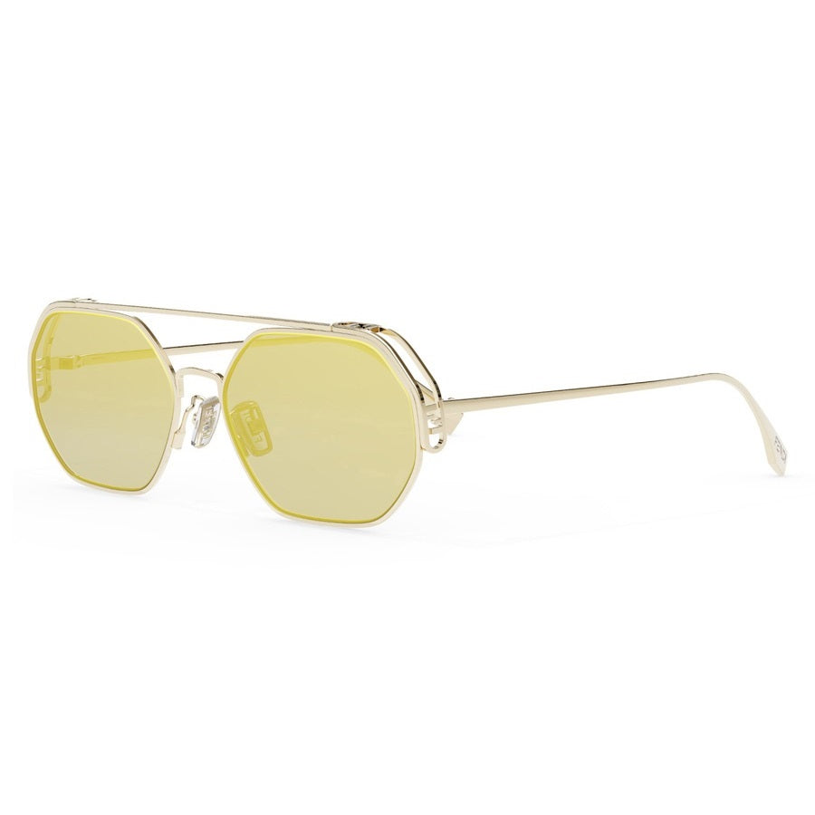 

Очки Fendi Geometric Full Rim с золотой оправой и желтыми зеркальными линзами