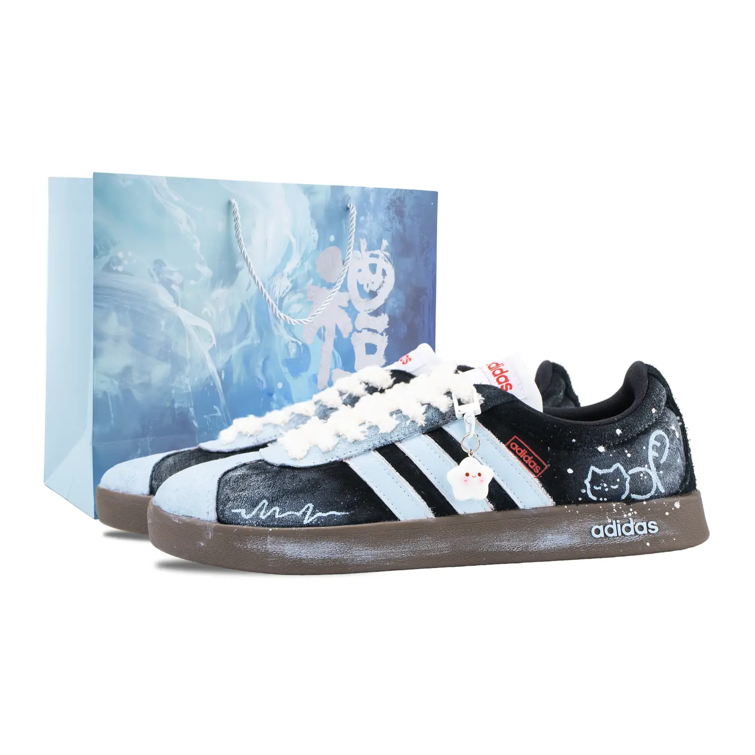 

Adidas VL COURT 20 Lifestyle Velvet Mist Blue Meow Износостойкие низкие кроссовки для скейтбординга Унисекс Черный Синий