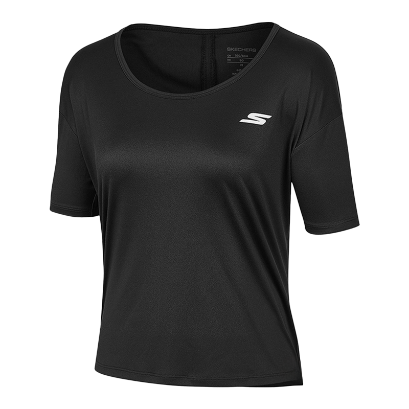 

Skechers Футболка с рукавом дроп-шелдер женская черная 0018, Черный, Skechers Футболка с рукавом дроп-шелдер женская черная 0018