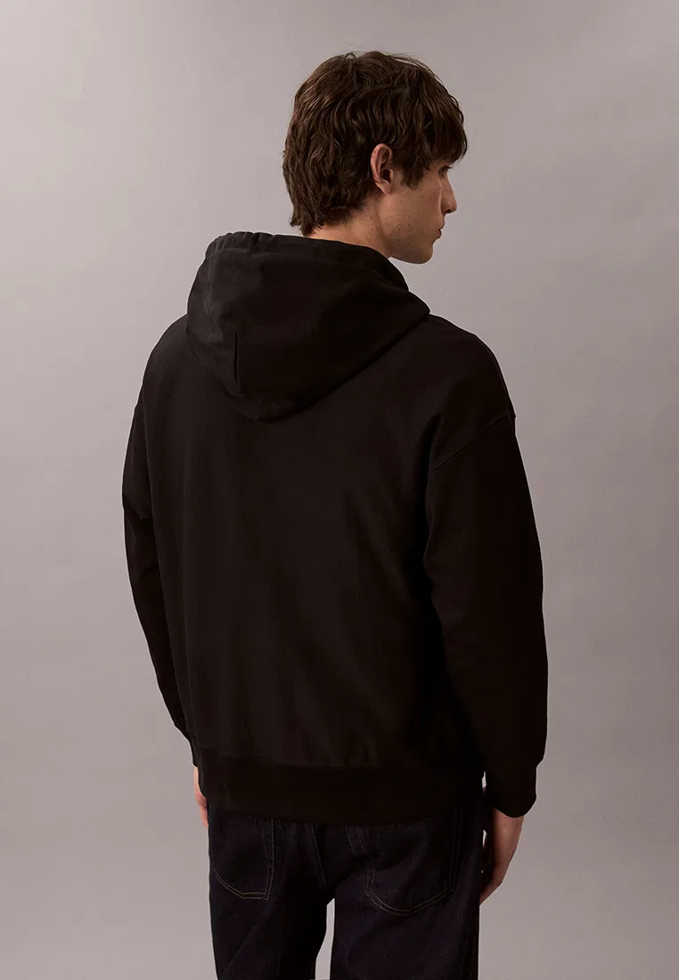 Худи, свободный крой, на молнии, Calvin Klein Jeans, черный — фото 2