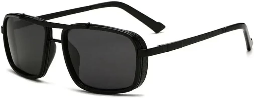 

Мужские солнцезащитные очки в стиле панк, винтажный стиль, стимпанк, квадратная форма, для вождения, летние путешествия, защита от УФ-излучения UV400 TVTBBVV, Black Gray