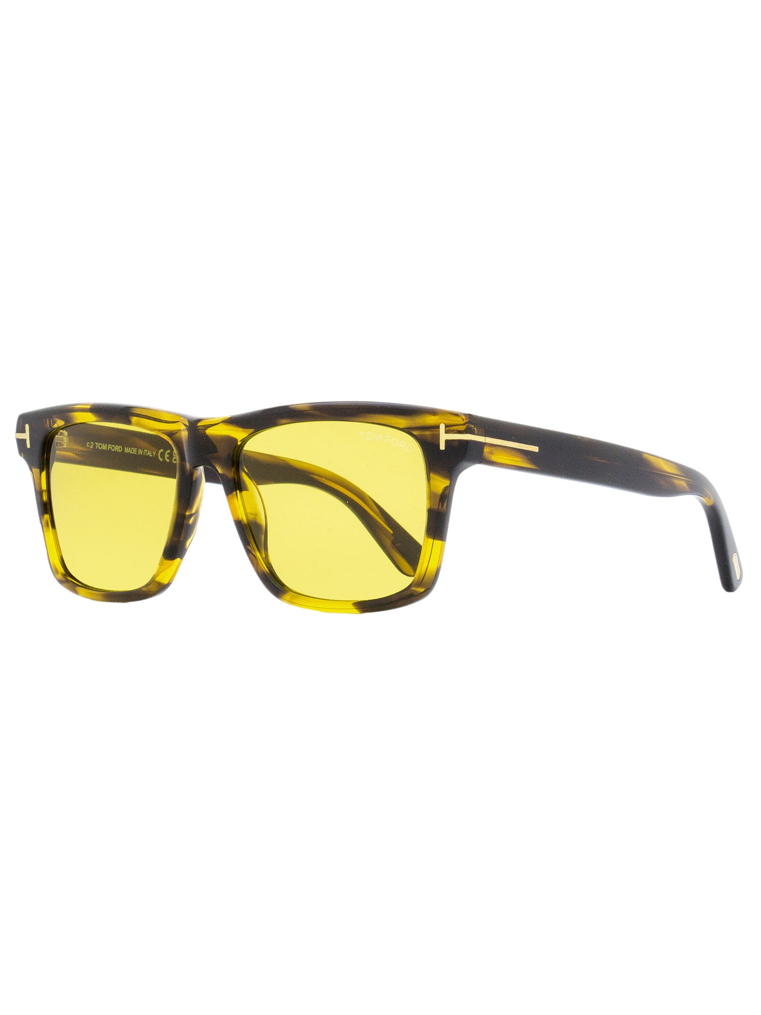 

Мужские прямоугольные солнцезащитные очки Tom Ford TF906 Buckley-02 55E полосатые коричневые/янтарные 56 мм