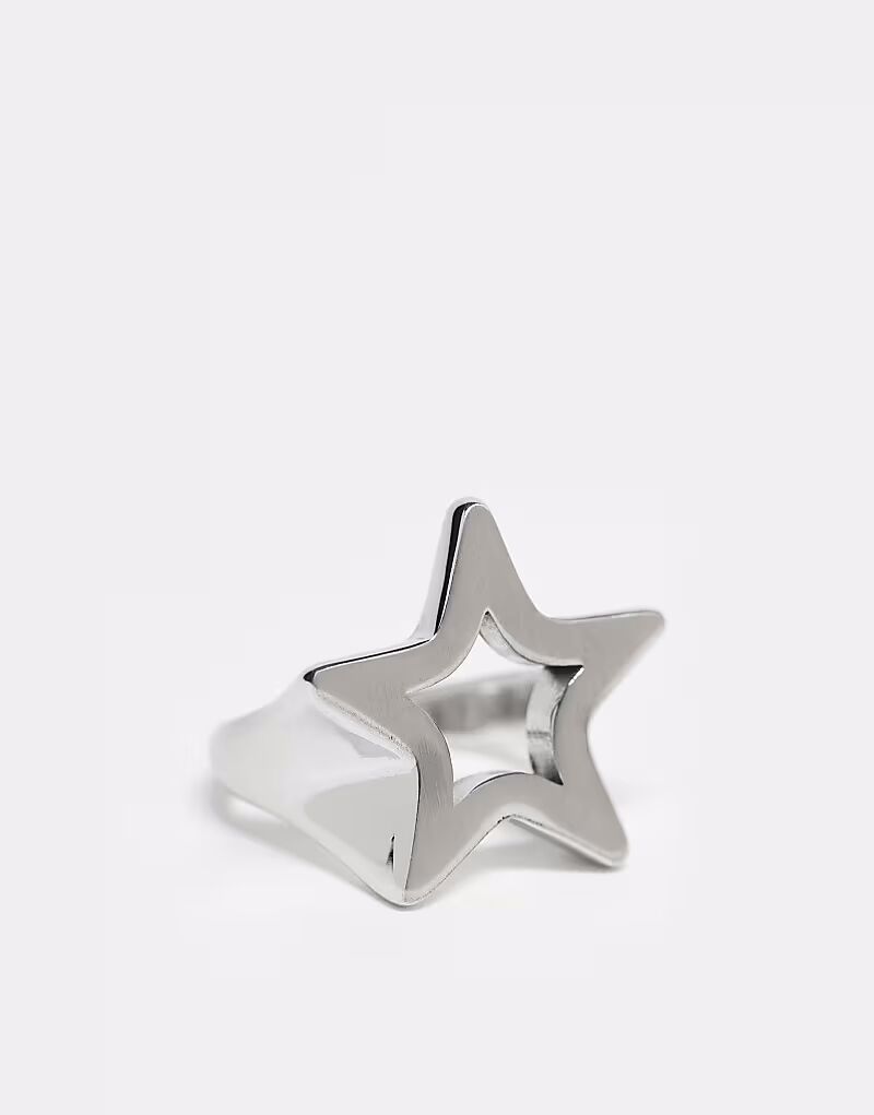 

Водонепроницаемое кольцо-звезда из нержавеющей стали серебристого цвета Asos Design
