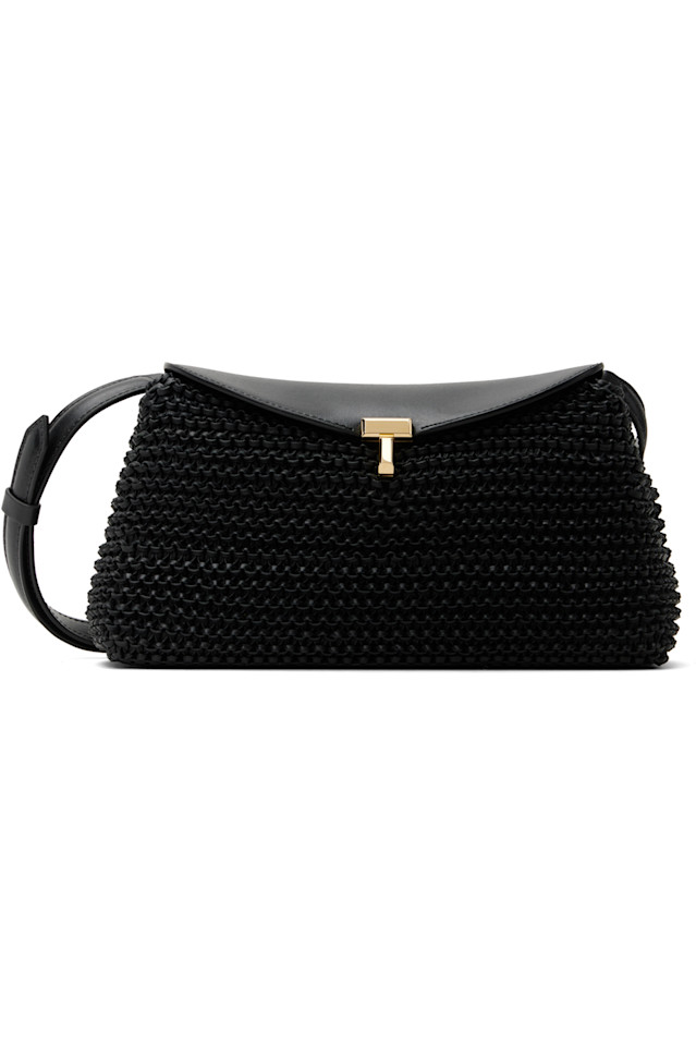

Клатч T-Lock из плетёной кожи Toteme, черный