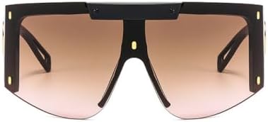 

Мужские солнцезащитные очки-маска для женщин, модные цельные квадратные солнцезащитные очки для мужчин и женщин, большие очки с защитой от УФ-излучения UV400 MTZJH, Black Brown