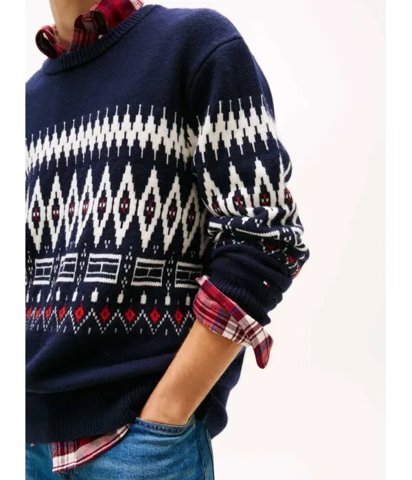 Шерстяной свитер loose fit Tommy Hilfiger, темно-синий — фото 4