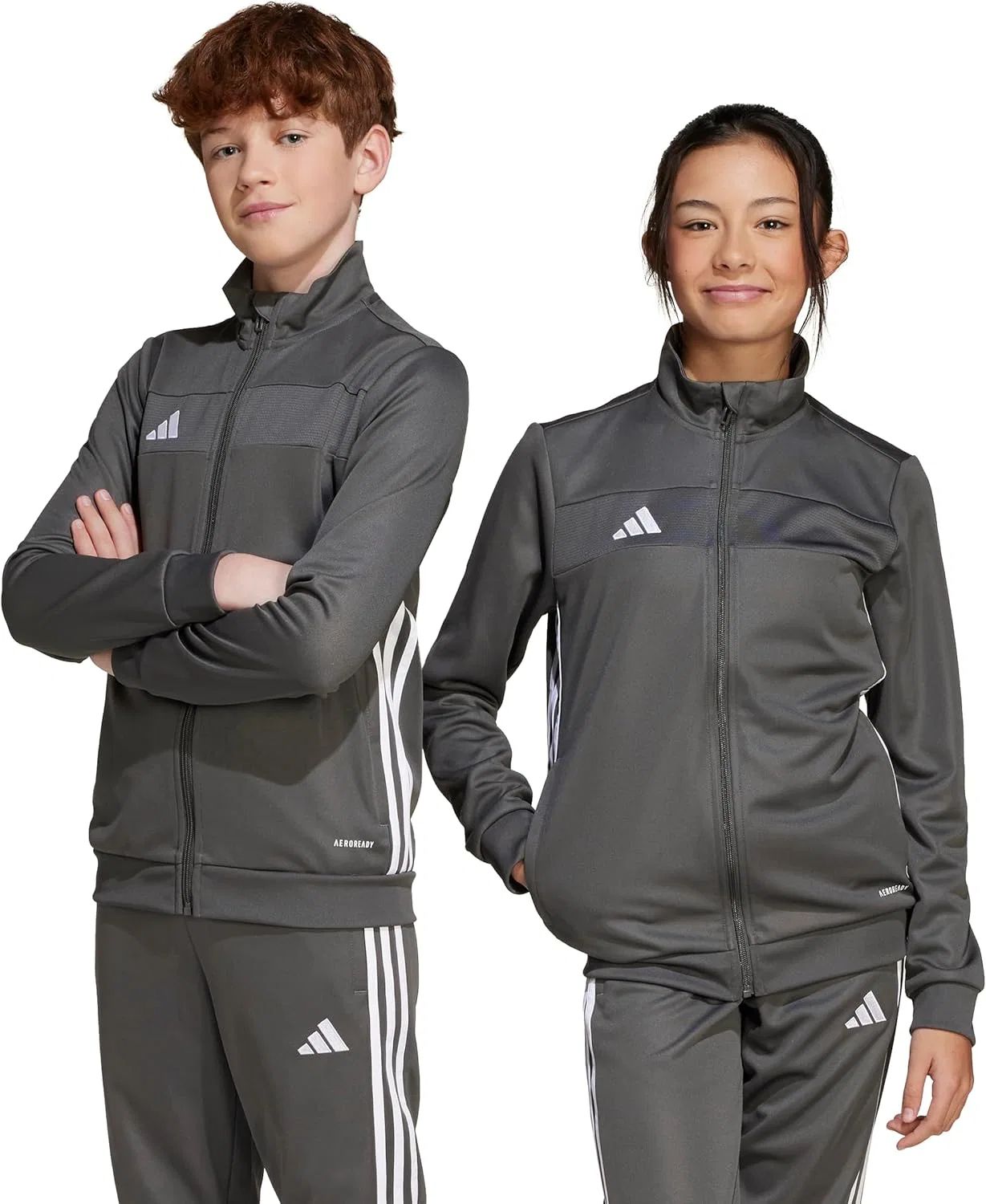 Детская тренировочная куртка adidas Tiro 25 Essentials, серый/белый — фото 3