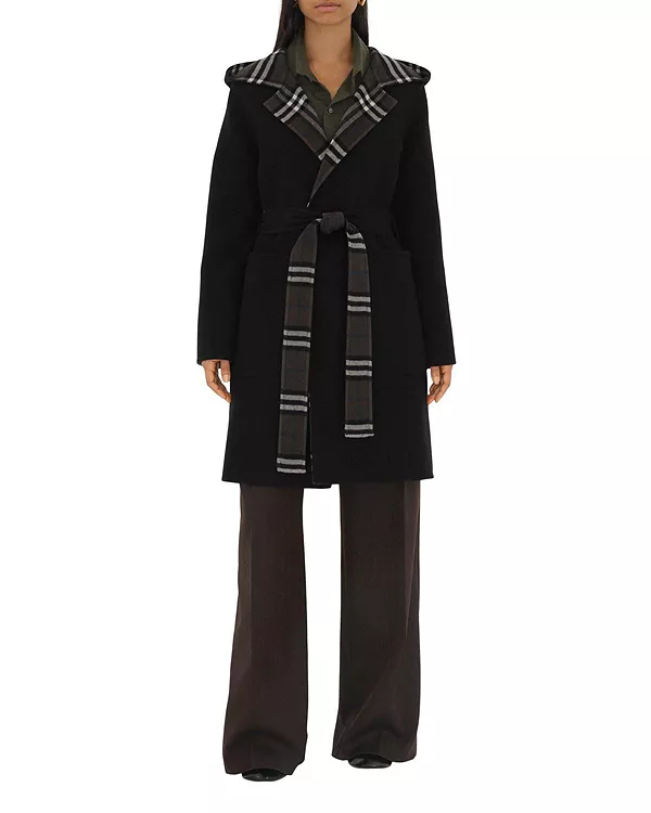 

Двустороннее шерстяное пальто средней длины для работы за рулем Burberry, черный