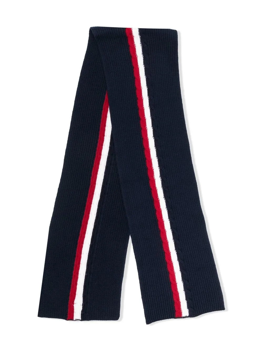 

Шарф из необработанной шерсти с полосками Moncler Enfant, синий