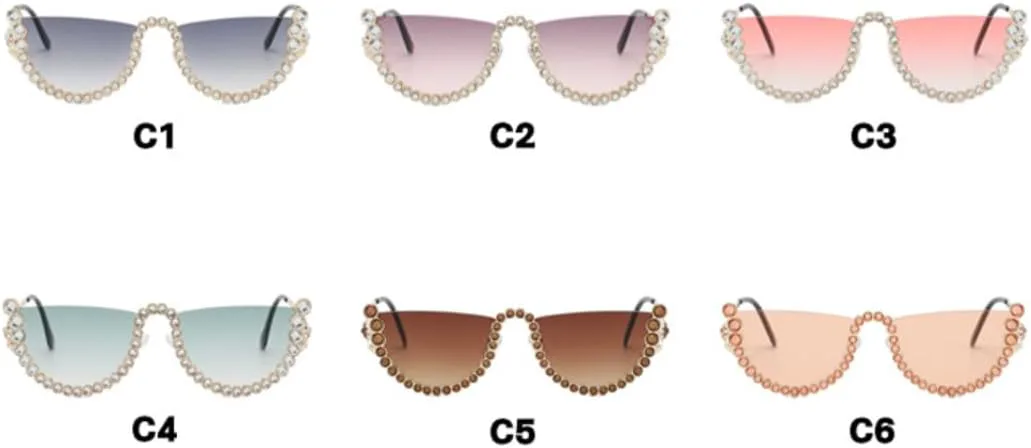 

Солнцезащитные очки UV400 в форме полукруга для мужчин и женщин, в стиле ретро, ​​с бриллиантами и в стиле панк, для активного отдыха VVTWSSW, Gold Gradient Gray