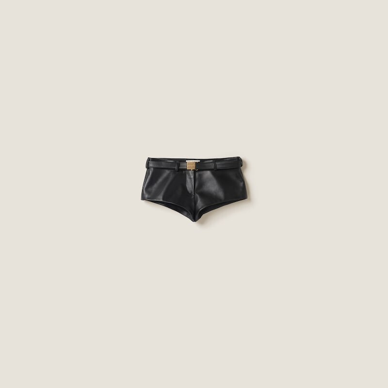 

Шорты из кожи наппа Miu Miu, черный