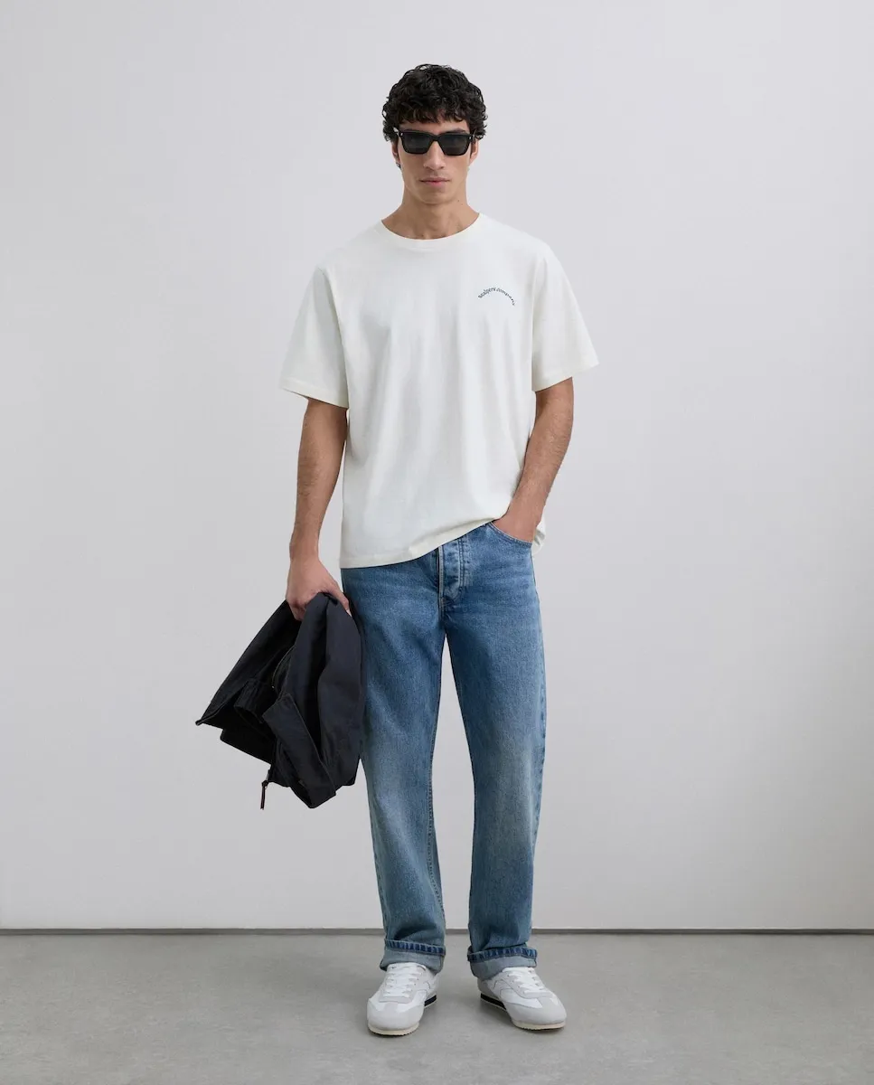 

Хлопковая футболка с коротким рукавом с принтом на спине и спереди Scalpers, бежевый