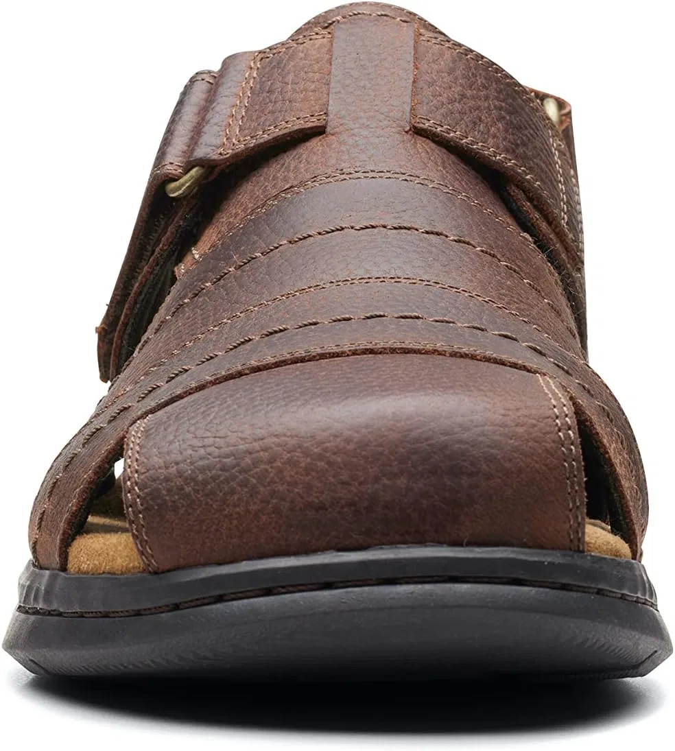 Мужские рыболовные сандалии Clarks Hapsford Cove, Brown Tumbled Leather — фото 3