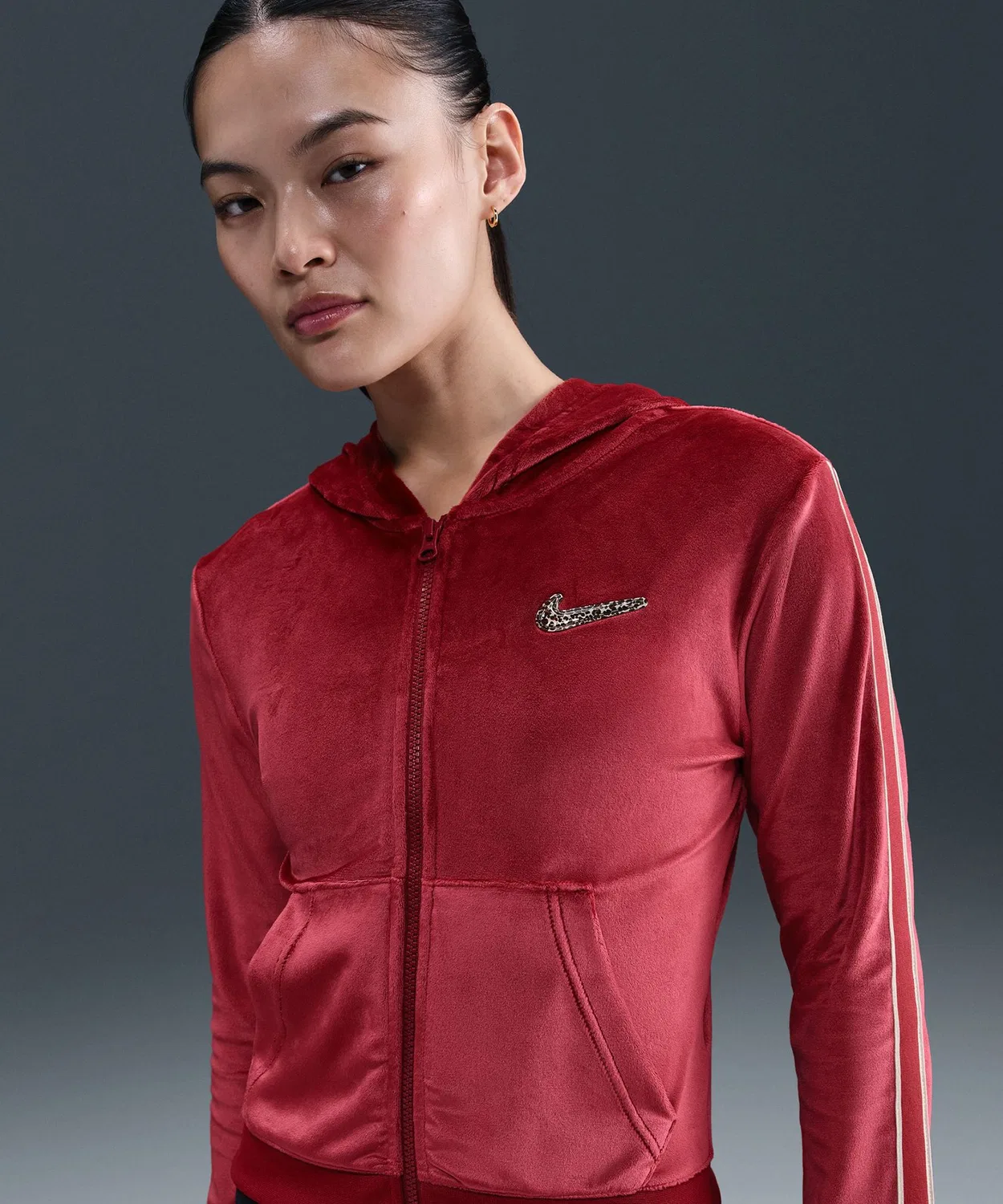 Топ Nike Women's Trnd Vlr Fz Hd LS с фулл-зип, полиэстер, спандекс, айвори — фото 3