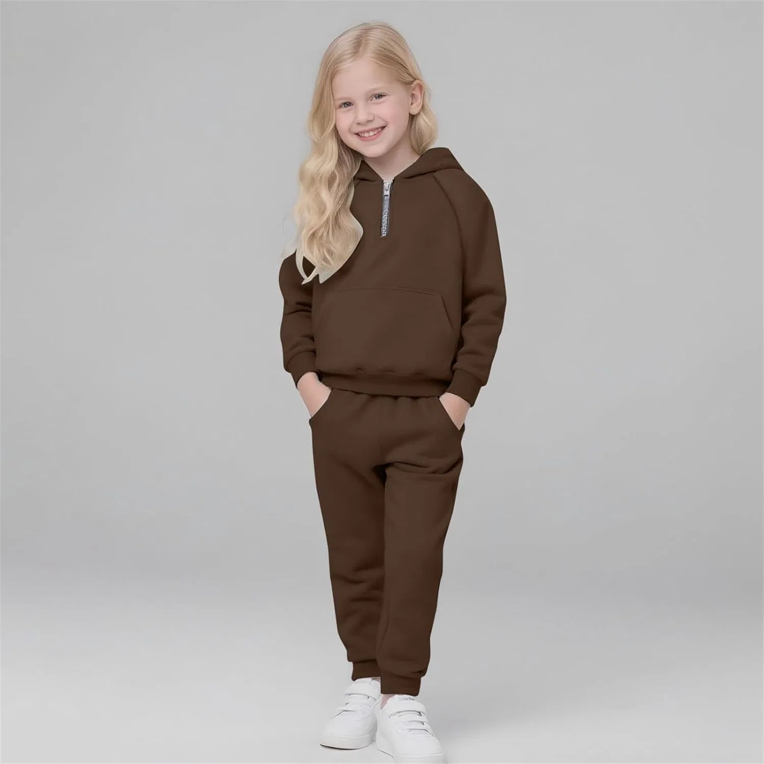 Детский спортивный костюм флисовый, Generic, 2 предмета, Brown — фото 4