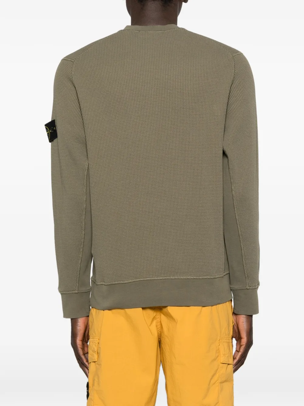 Свитшот с вафельной вязкой и нашивкой Stone Island, зеленый — фото 4