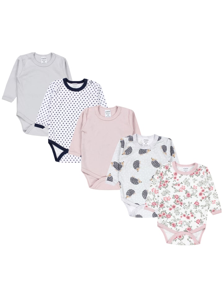 

TupTam Детские боди с длинными рукавами для девочек, однотонные, комплект из 5 штук, серо-белые