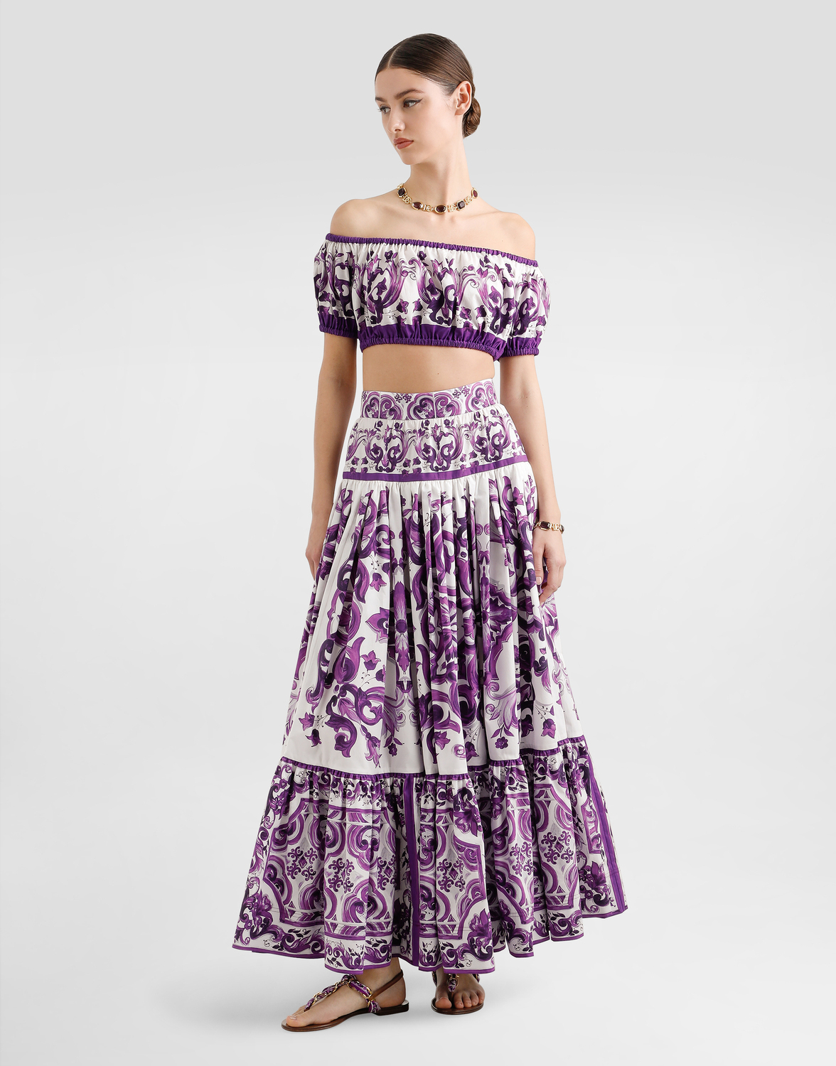 Длинная юбка с принтом мажолика Dolce & Gabbana, мультиколор — фото 2