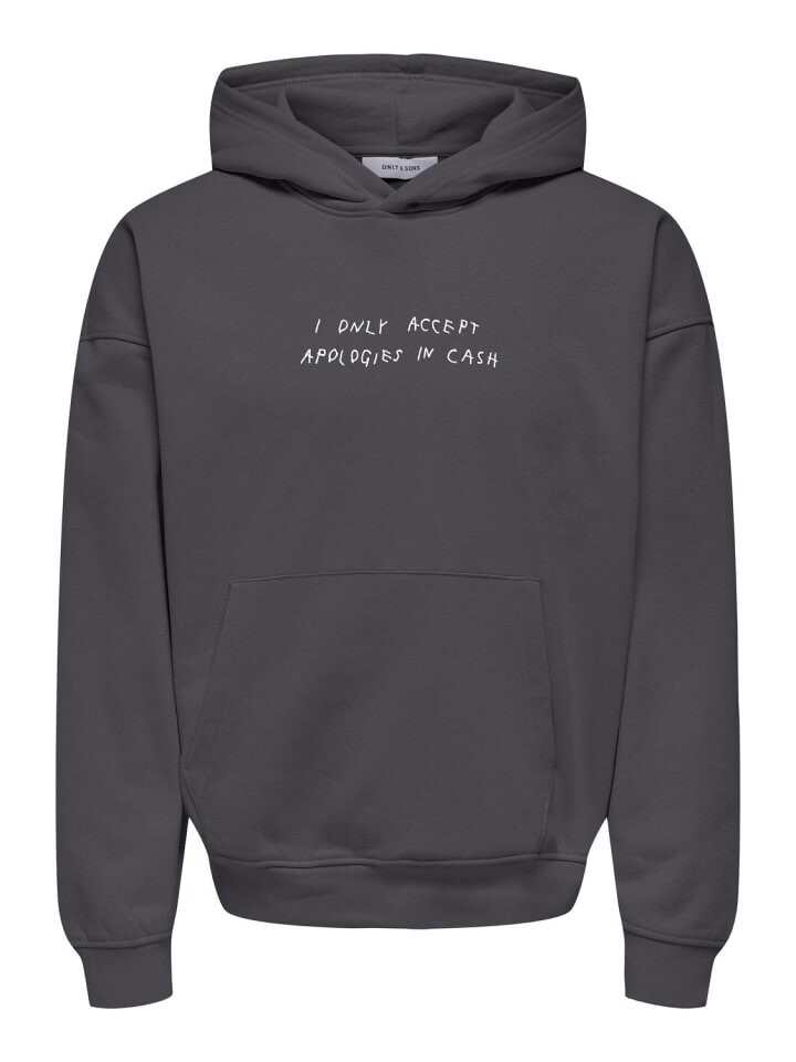 

Толстовка Only&Sons Kapuzenpullover loose fit Kängurutasche Kapuze langarm, темно-серый