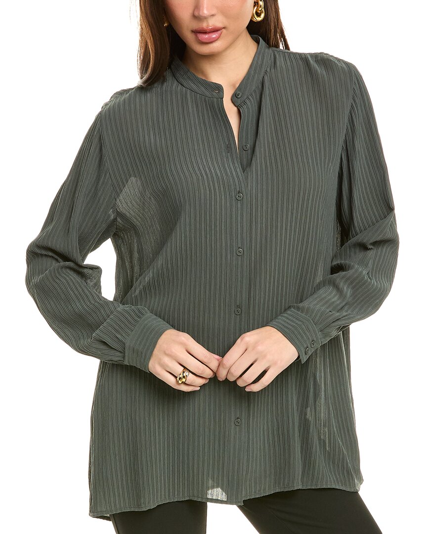 

Шелковая рубашка с воротником-стойкой EILEEN FISHER, зеленый