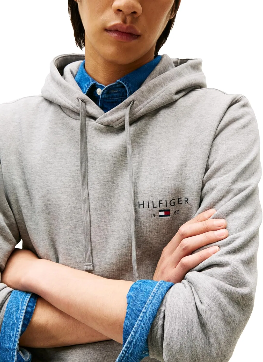 Мужская толстовка Tommy Hilfiger из хлопка средней плотности с вышитым логотипом в виде флага и шнурком — фото 2