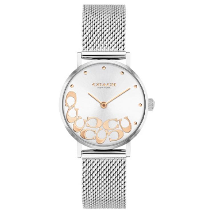 

COACH Часы PERRY PELLY Collection Wrist Watch Quartz Movement Stainless Steel Watchband 28mm Silver Dial Women's Watch
