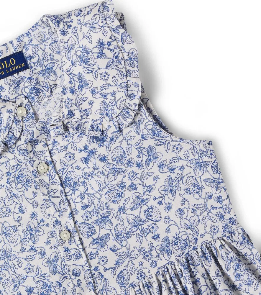 Платье из хлопка с принтом Polo Ralph Lauren Kids, белый — фото 4