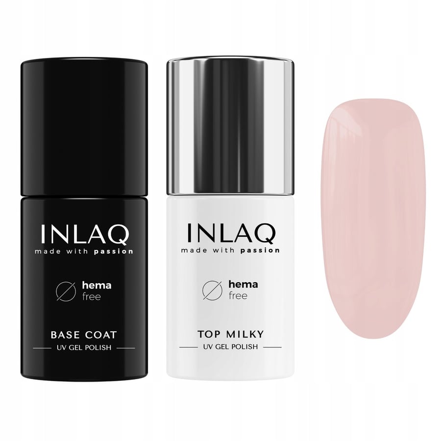 

INLAQ Top Milky Hybrid Nude No Wipe 6 мл + гибридная база HARD BASE 6 мл