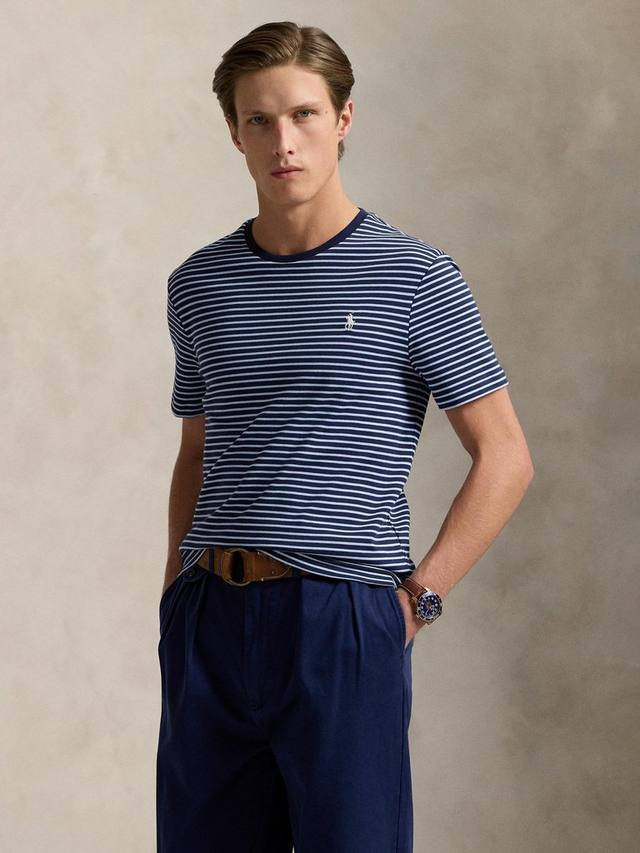 

Хлопчатобумажная футболка crew в полоску Ralph Lauren, цвет Rfd Navy/Office Blue