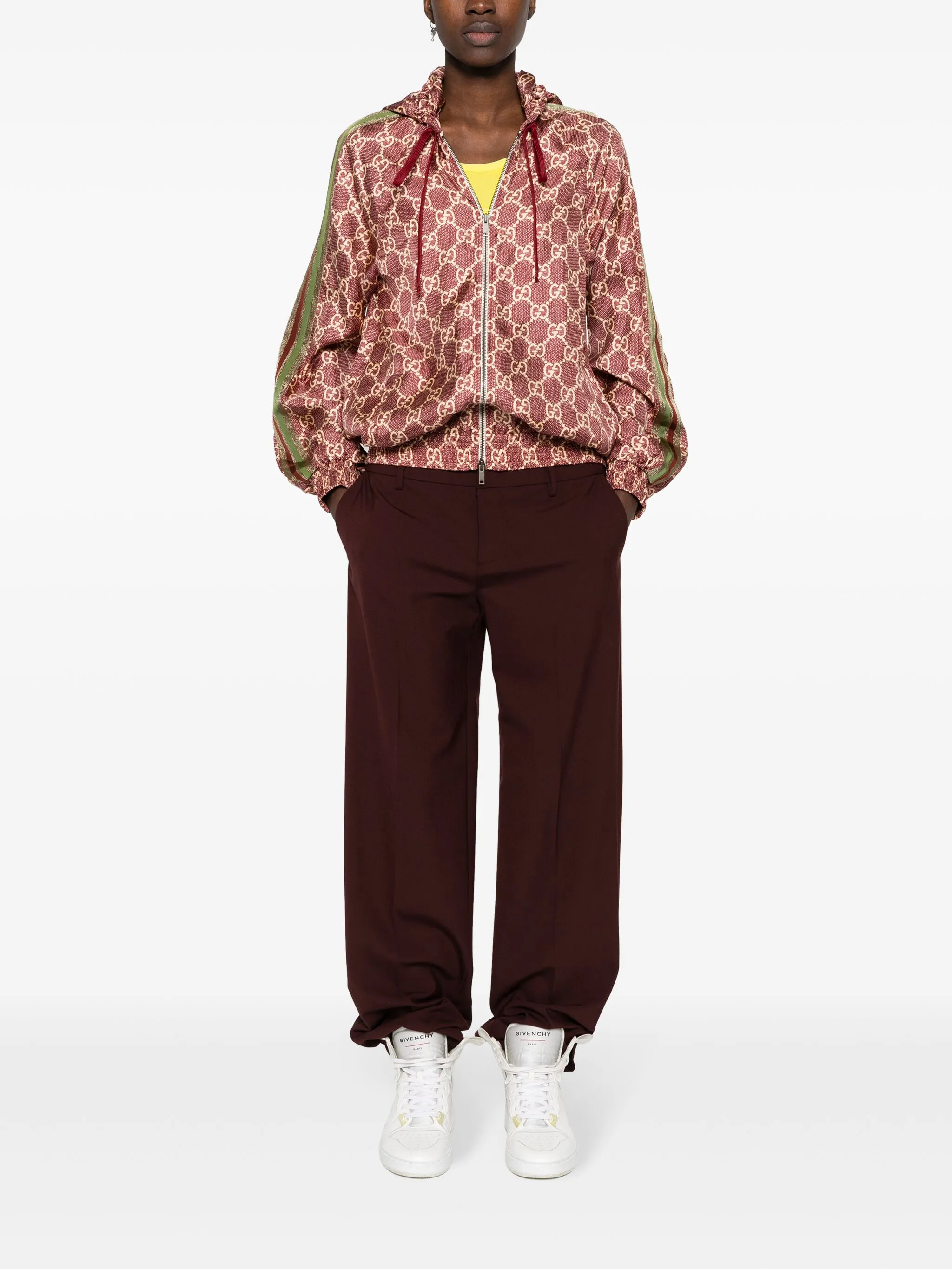 Шелковая куртка с узором GG Supreme Gucci, красный — фото 2
