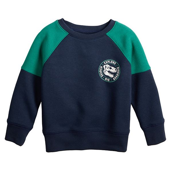 

Детский флисовый свитер с регланными рукавами и цветными блоками Jumping Beans, Navy Dino Dig