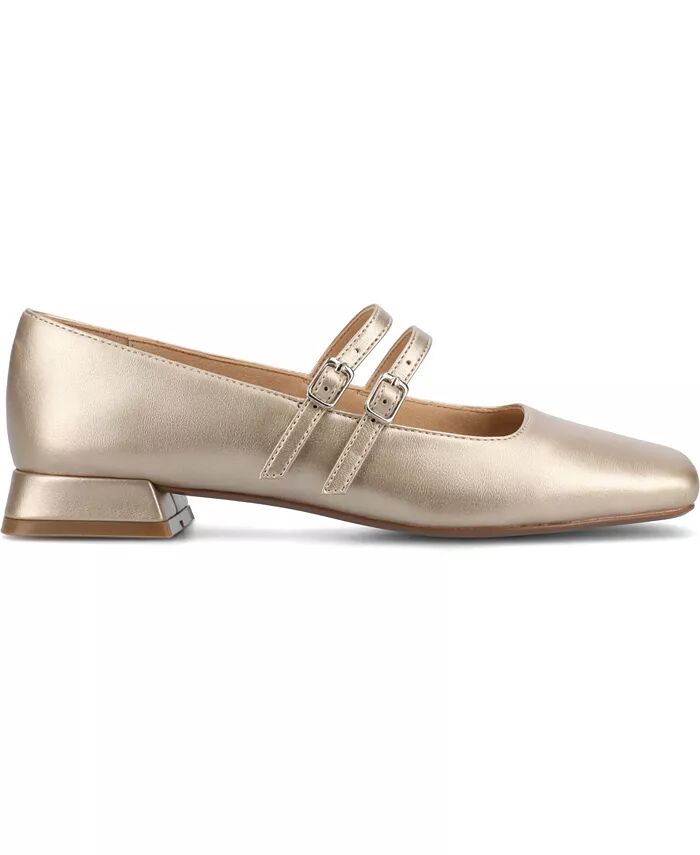 Женские туфли-лодочки Mary Jane с квадратным носком и двумя ремешками Gredah Journee Collection, коричневый/бежевый — фото 2