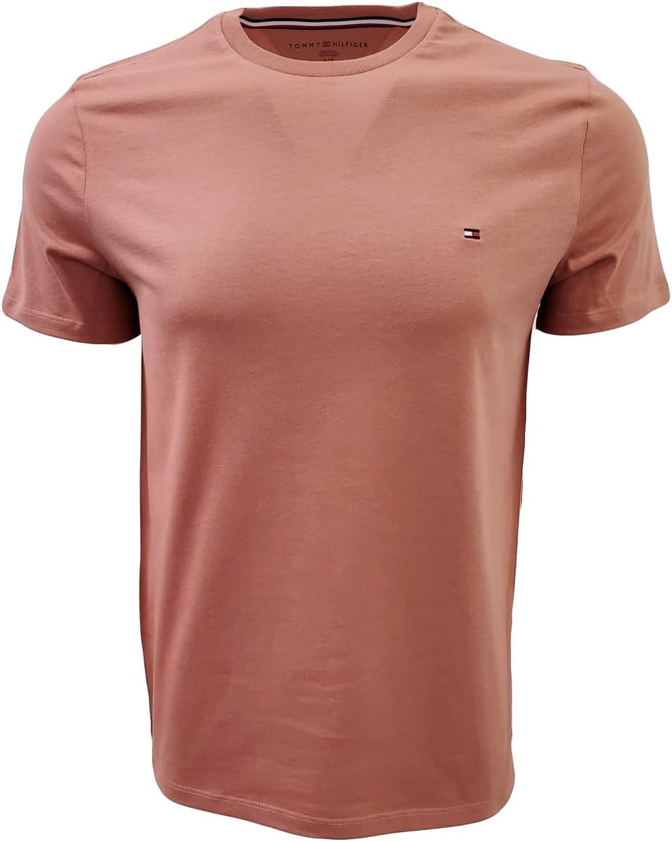 

Мужская футболка Tommy Hilfiger из эластичного джерси с круглым вырезом, серая, Deep Pink