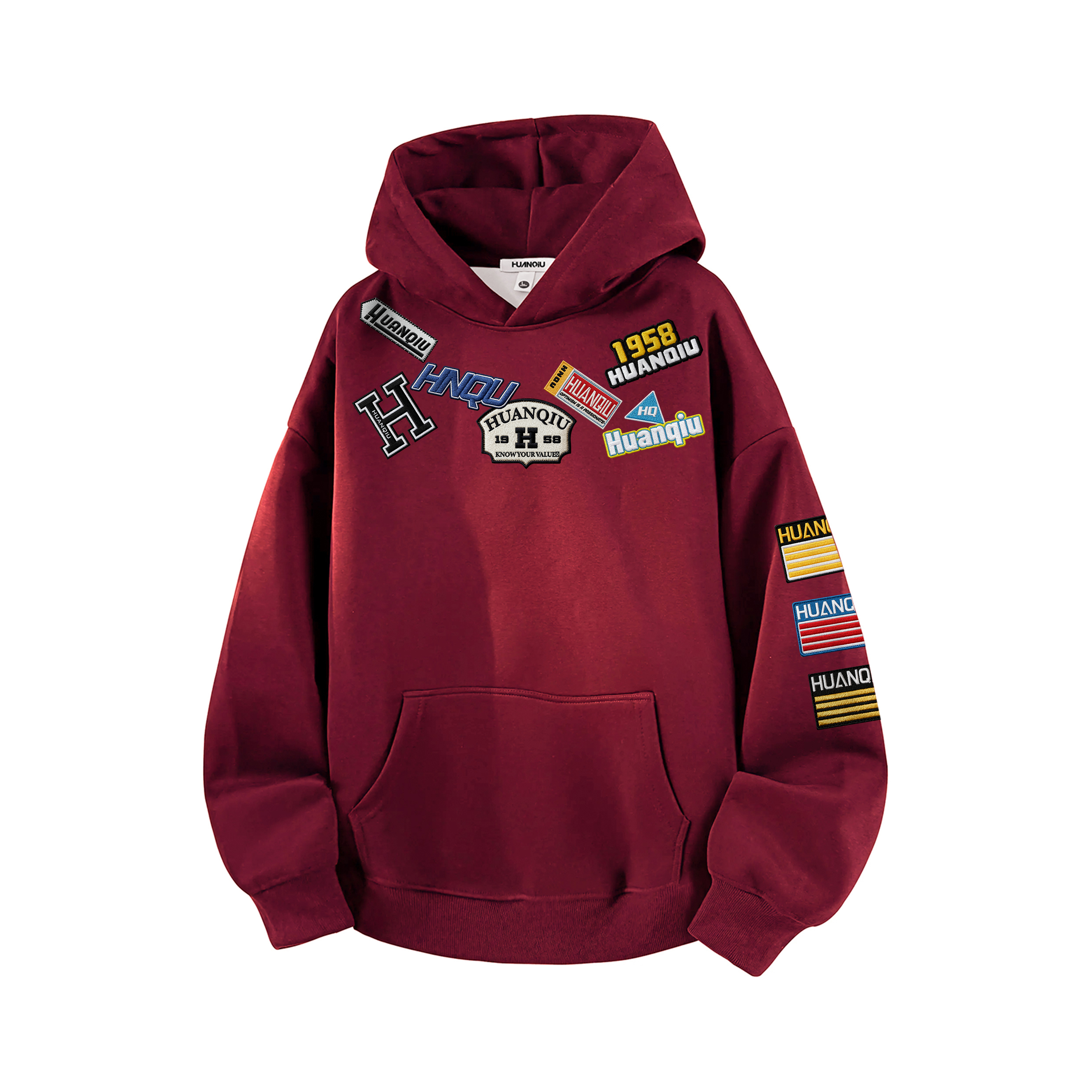 

Толстовка Unisex Hooded Moderate Heavyweight HUANQIU, burgundy (fleece-lined)