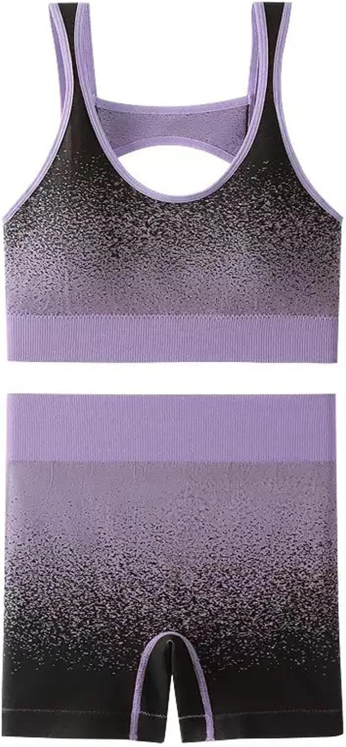 Спортивный комплект из топа и шорт, seamless, Generic, 2 предмета, purple