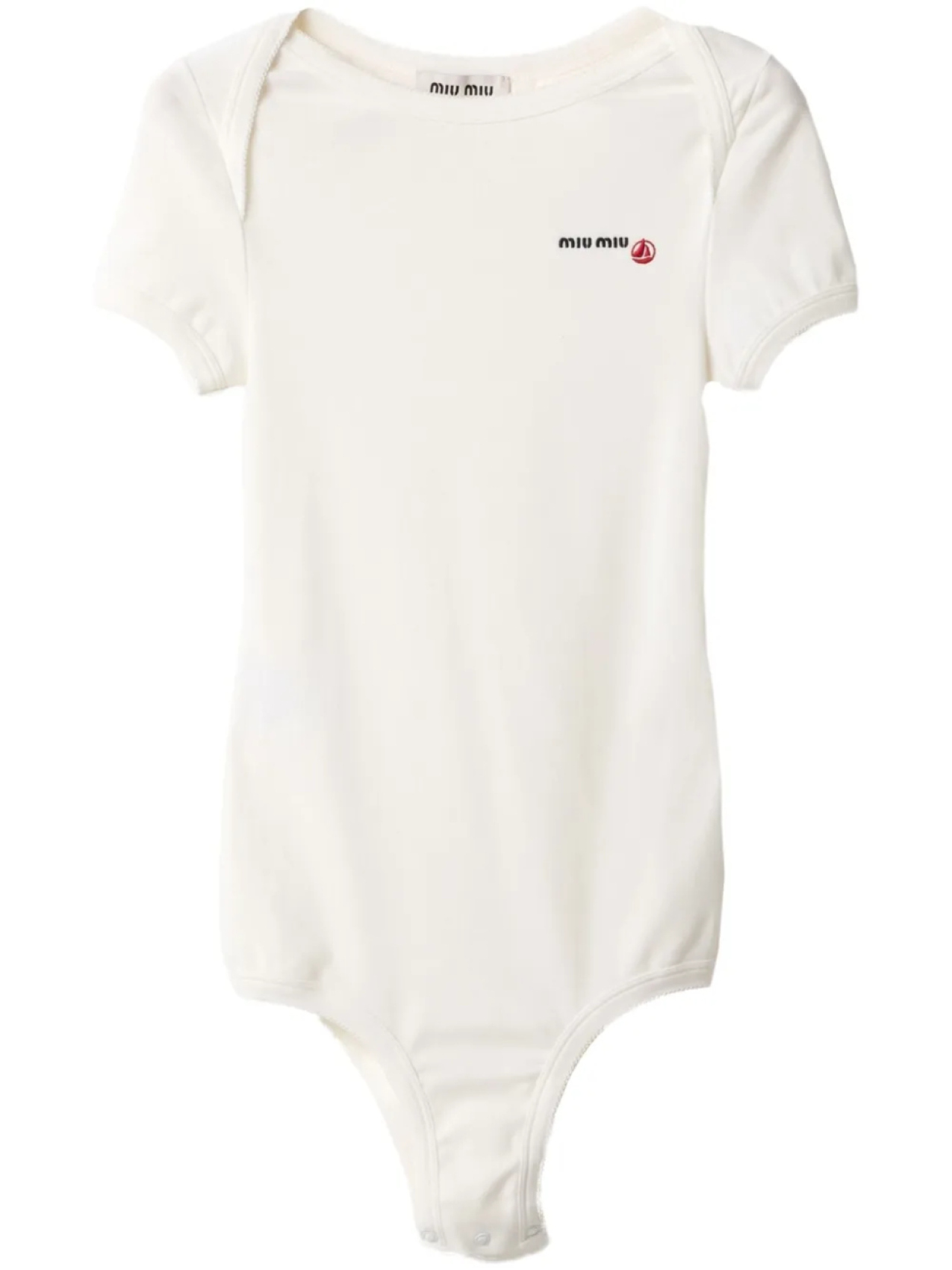 

Miu Miu боди с вышивкой из коллаборации с Petit Bateau, белый
