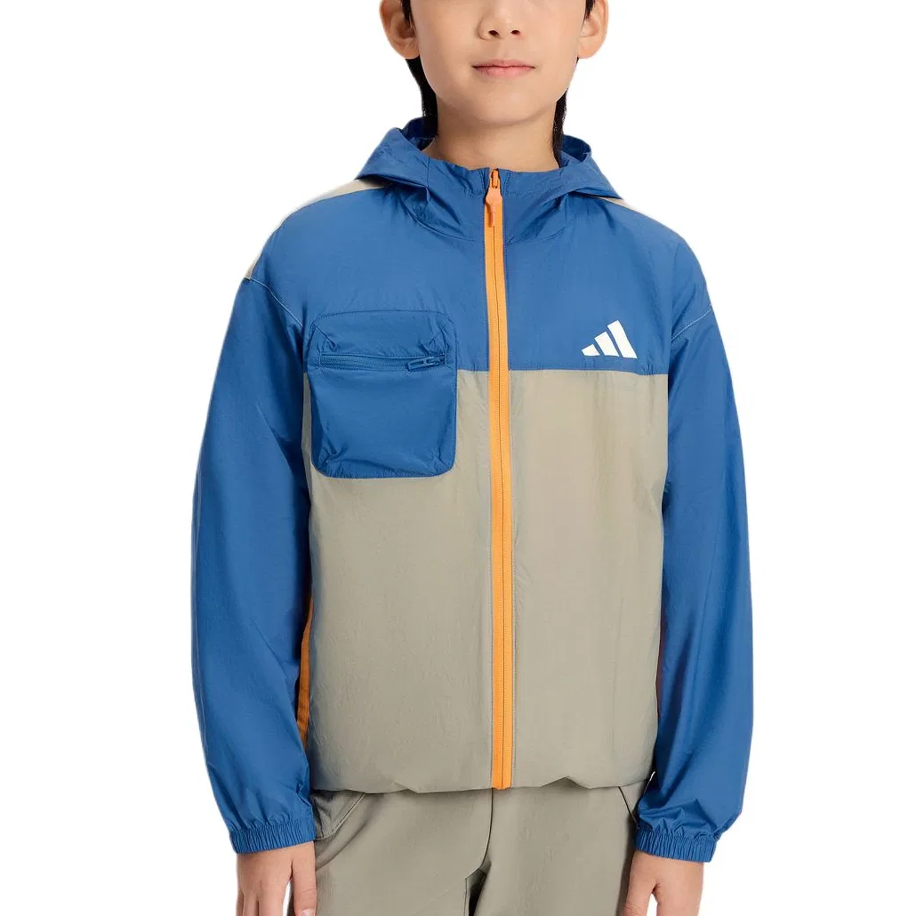 Детская куртка с капюшоном Moderate Adidas, Mixed Ink Blue/Wonder Goods Brown