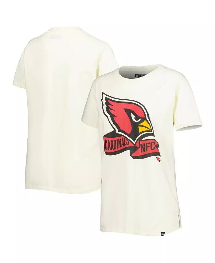 

Женская кремовая футболка Arizona Cardinals Chrome с боковой линией New Era